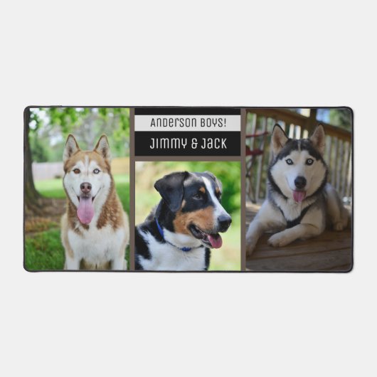 愛犬のフォト3枚で作るおしゃれなオーダーメイドデスクマット デスクマット (正面)