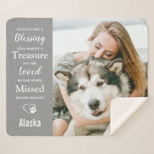 愛犬のペットパーソナライズされた記念写真 シェルパブランケット (正面(横))