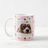 愛犬のママのための花柄フォトデザイン コーヒーマグカップ (左)