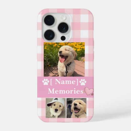 愛犬のママの名前入りフォトコラージュ メモリーズ iPhoneケース (裏面)