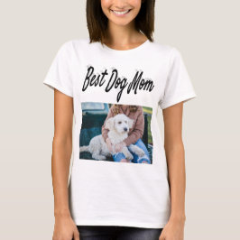 愛犬のワンコママの写真入り ブラックTシャツ Tシャツ