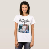 愛犬のワンコママの写真入り ブラックTシャツ Tシャツ (正面フル)