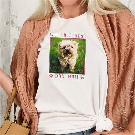 愛犬のワールドベストドッグマム ピンクの足跡 ペット写真入りグッズ トライブレンドTシャツ