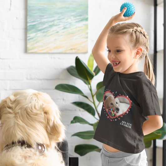 愛犬の写真と名前が入ったハートのTシャツ トドラーTシャツ