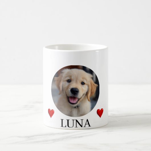 愛犬の写真と名前入りハート柄マグカップ コーヒーマグカップ (中央)