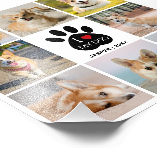 愛犬の写真を拡大した8枚のフォトコラージュ 私の愛犬 フォトプリント (角)