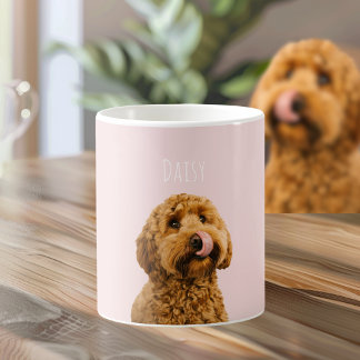 愛犬の写真入りパステルピンクのオーダーメイドスマホケース コーヒーマグカップ