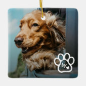 愛犬の写真入りモノグラム セラミックオーナメント (正面)