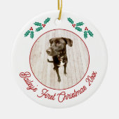 愛犬の初めてのクリスマスフォト セラミックオーナメント (正面)