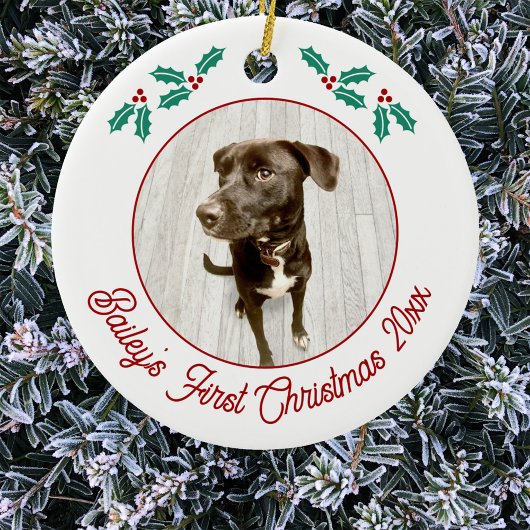 愛犬の初めてのクリスマスフォト セラミックオーナメント