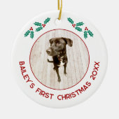 愛犬の初めてのクリスマス フォト セラミックオーナメント (正面)