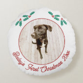愛犬の初めてのクリスマス フォト ラウンドクッション (裏面)