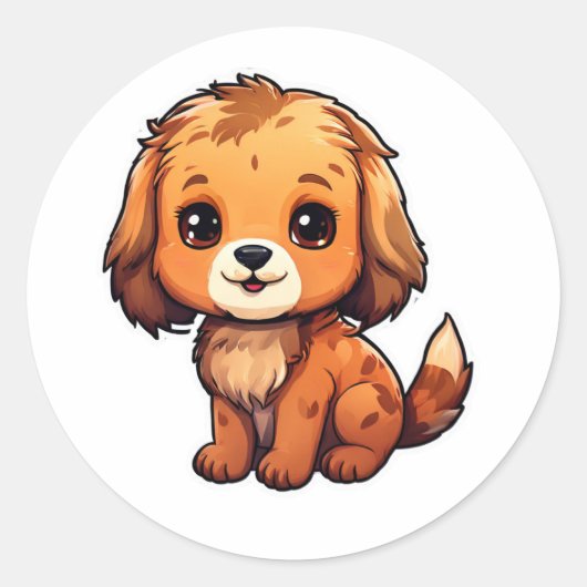 愛犬の可愛い動物シール ラウンドシール (正面)