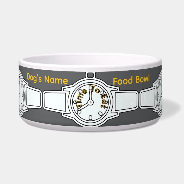 愛犬の名前 食べる時間 灰色の食べ物     ボウル (正面)
