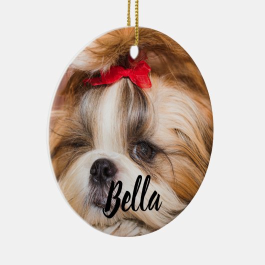 愛犬の子犬のカスタム写真と名前 セラミックオーナメント (右)