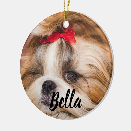 愛犬の子犬のカスタム写真と名前 セラミックオーナメント (左)