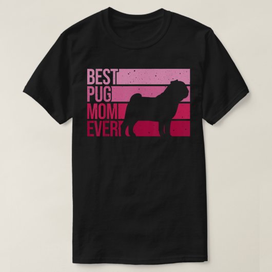 愛犬の子犬のパグを育てる母親向けかわいいパグアート Tシャツ (デザイン正面)