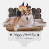 愛犬の幸せな休日かわいいペットの写真 オーナメントカード (正面)