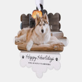 愛犬の幸せな休日かわいいペットの写真 オーナメントカード (左)