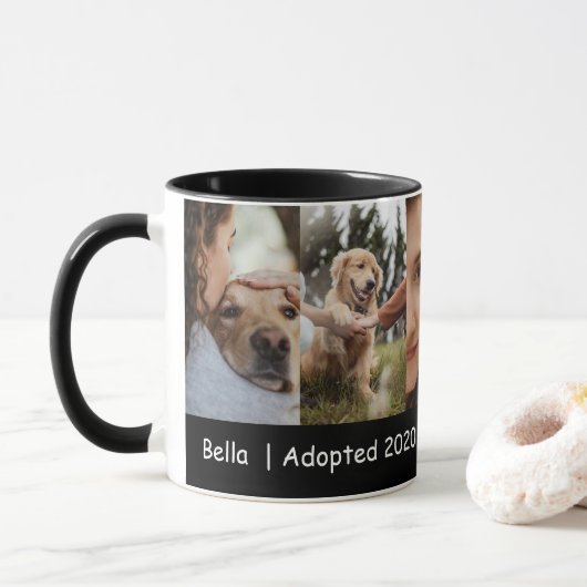 愛犬の思い出フォトコラージュ(保護年付き) マグカップ (ドーナツ)