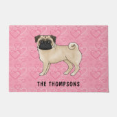 愛犬の愛犬かわいいモップと名前のピンクのハート ドアマット (正面)