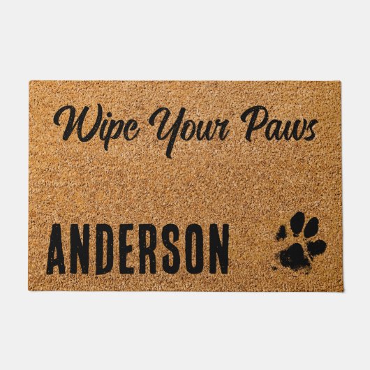 愛犬の愛犬パーソナライズされたのおもしろい足を拭く ドアマット (正面)
