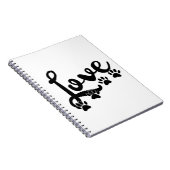 愛犬の手のプリント付きタイポグラフィ ノートブック (右側)