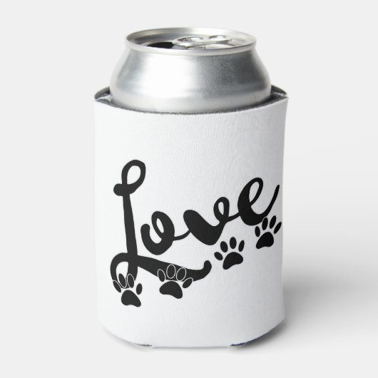 愛犬の手のプリント付きタイポグラフィ 缶クーラー (缶正面)
