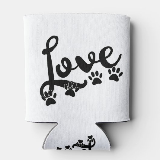 愛犬の手のプリント付きタイポグラフィ 缶クーラー (裏面)