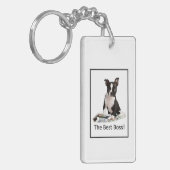 愛犬の新聞のボスの日，ユーモア キーホルダー (正面左)