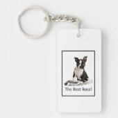 愛犬の新聞のボスの日，ユーモア キーホルダー (正面)