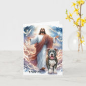 愛犬の死と悲しみを表現する美しいカード - イエスとピットブル カード (黄色い花)