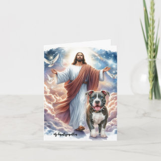 愛犬の死と悲しみを表現する美しいカード - イエスとピットブル カード