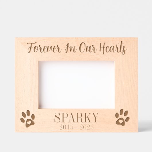 愛犬の猫が愛の記念碑を歩く レーザー彫刻フレーム (正面)