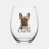 愛犬の猫の写真パーソナライズされた ステムなしワイングラス (正面)