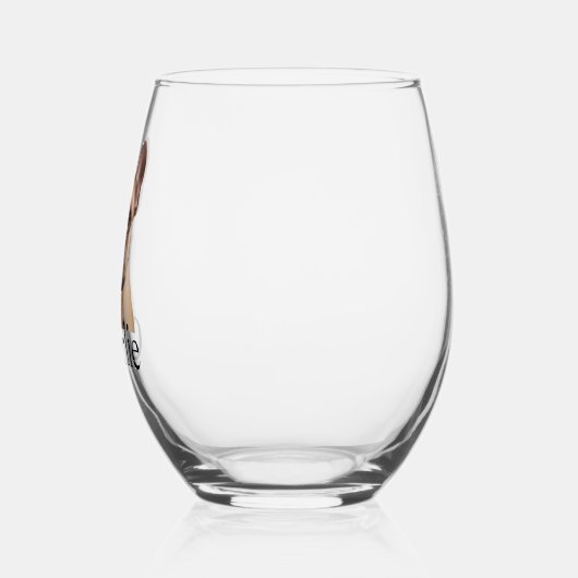 愛犬の猫の写真パーソナライズされた ステムなしワイングラス (左)