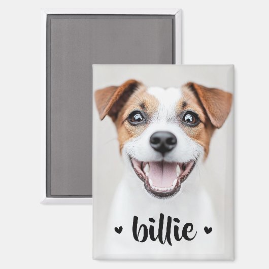 愛犬の猫写真名かわいいハート マグネット (正面/裏面)