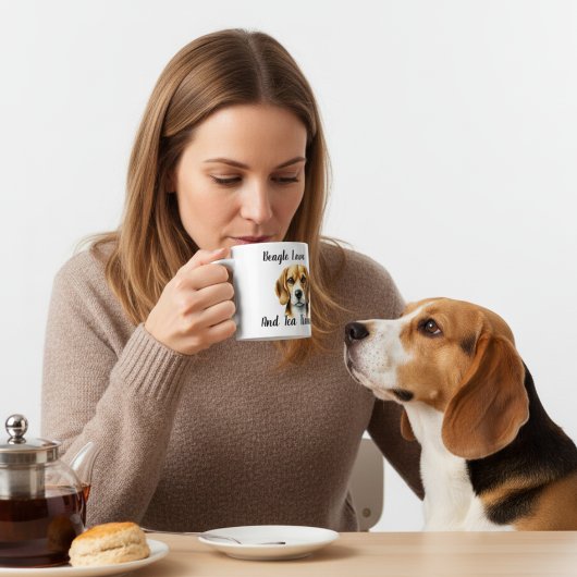 愛犬の紅茶タイム ブラウン ビーグル 名前入り コーヒーマグカップ