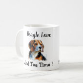 愛犬の紅茶タイム ブラウン ビーグル 名前入り コーヒーマグカップ (正面左)