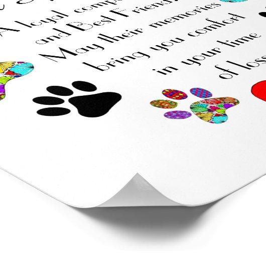 愛犬の美しい紛失の悔やみや弔慰ポスター ポスター (角)