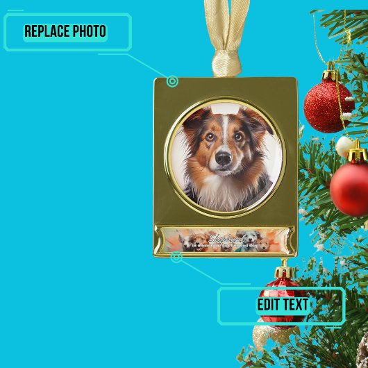 愛犬の記念日 ゴールドプレートバナーオーナメント