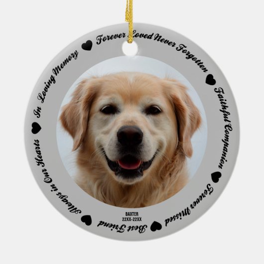 愛犬の記念碑を作成 セラミックオーナメント (裏面)