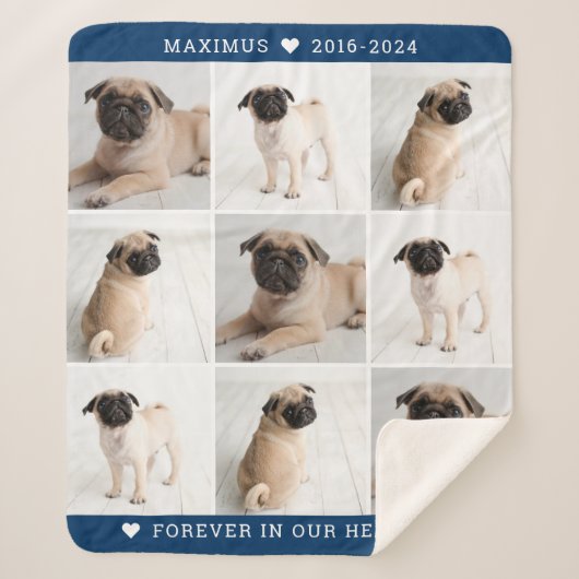 愛犬の記憶を胸に永遠に フォトコラージュ追悼記念 シェルパブランケット (正面)