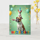 愛犬の誕生日カード カード (黄色い花)
