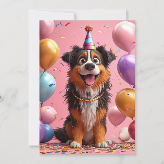 🎉 愛犬の誕生日ケーキお祝いパーティー 招待状 (正面)