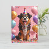 🎉 愛犬の誕生日ケーキお祝いパーティー 招待状 (スタンド正面)