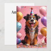 🎉 愛犬の誕生日ケーキお祝いパーティー 招待状 (正面/裏面)
