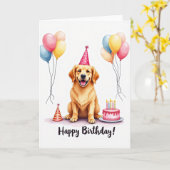 愛犬の誕生日パーティーカード カード (黄色い花)