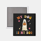 愛犬はブー_ かわいいグルーヴィーなハロウィンの犬 マグネット (正面/裏面)