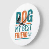 愛犬は最高の友達 レトロな愛犬家Tシャツデザイン_ ラージ壁時計 (傾斜)